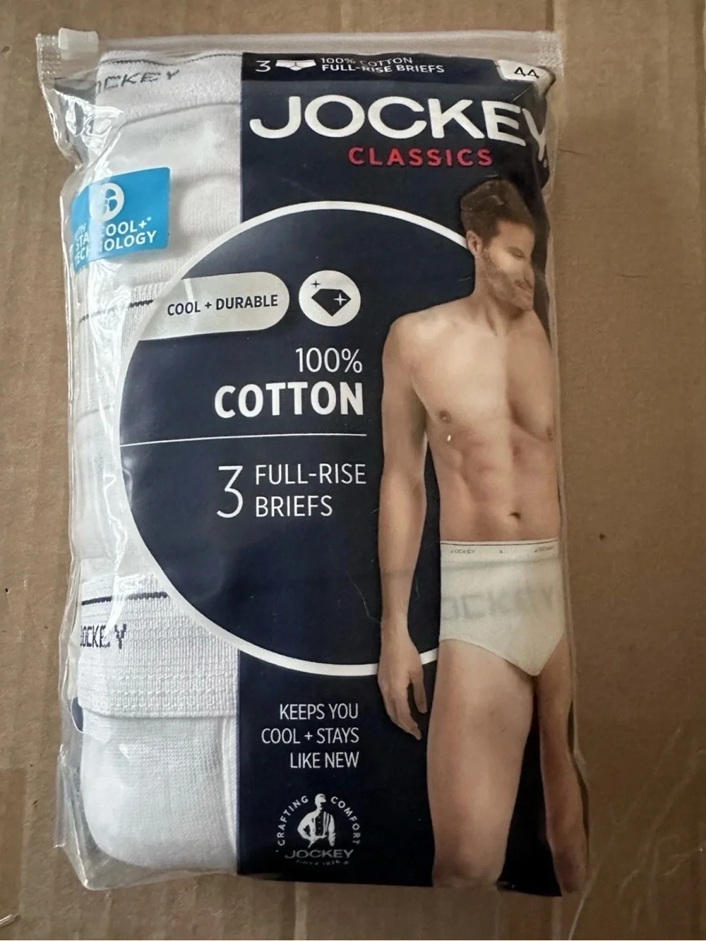 Jockey Classics Men’s 44 Full Rise Briefs 3-Pack 100% Cotton White NEW.
